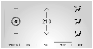 Opel Corsa. Climate control settings menu