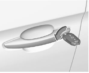 Opel Corsa. Operation with the key in case of a central locking system fault